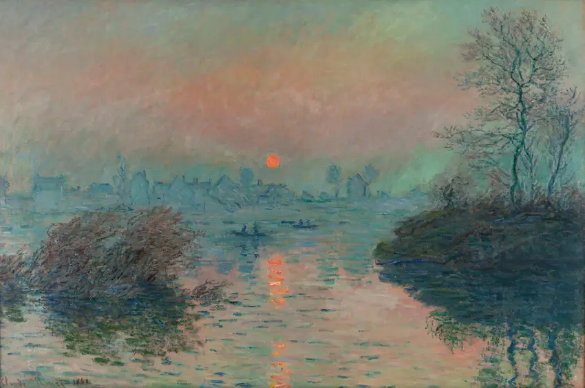 Soleil couchant sur la Seine à Lavacourt, effet d’hiver (1880) by Claude Monet